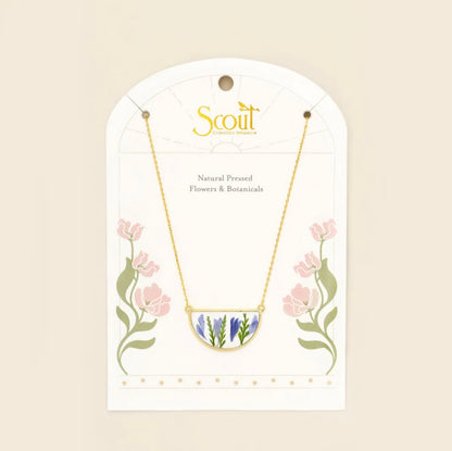 Scout- Pressed Flower Necklace- Purple Cornflower