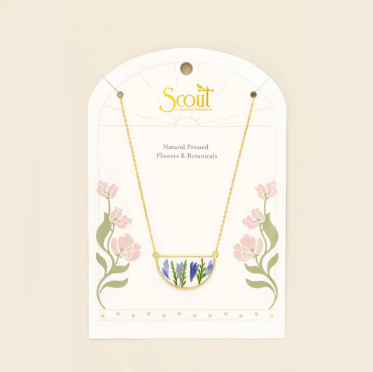 Scout- Pressed Flower Necklace- Purple Cornflower