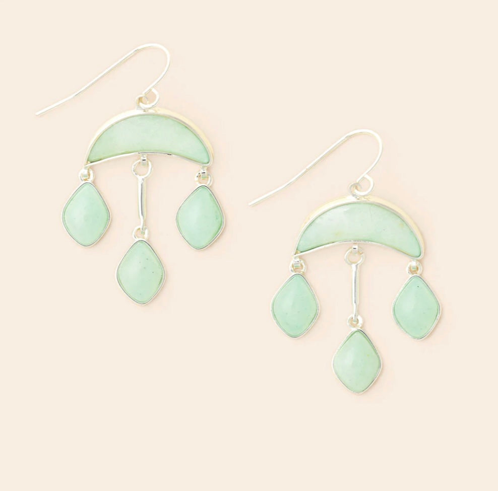 Scout- Stone Crescent Drop Earring- Amazonite/ Silver
