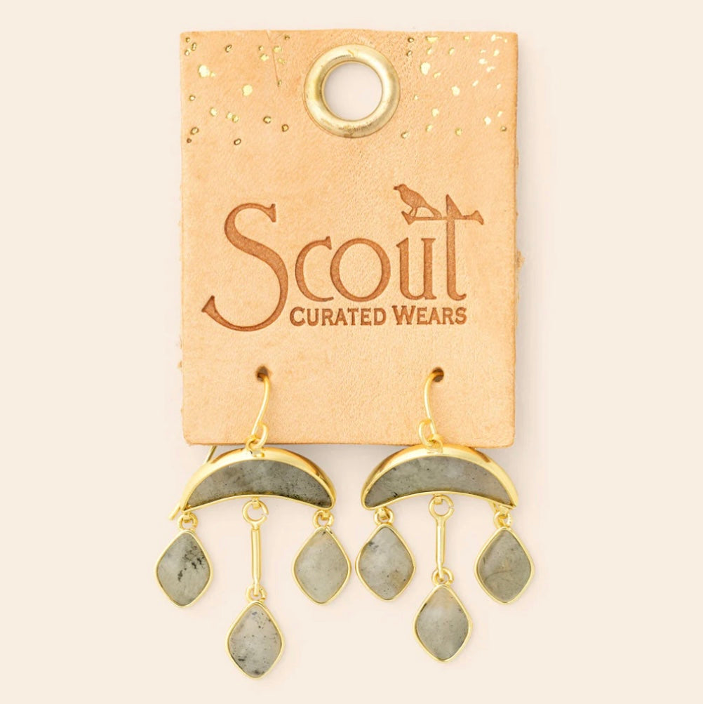 Scout- Stone Crescent Drop Earring- Labradorite/ Gold