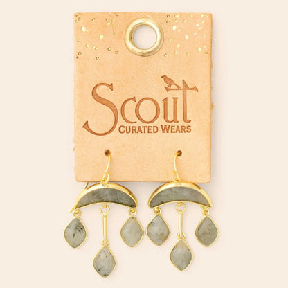 Scout- Stone Crescent Drop Earring- Labradorite/ Gold