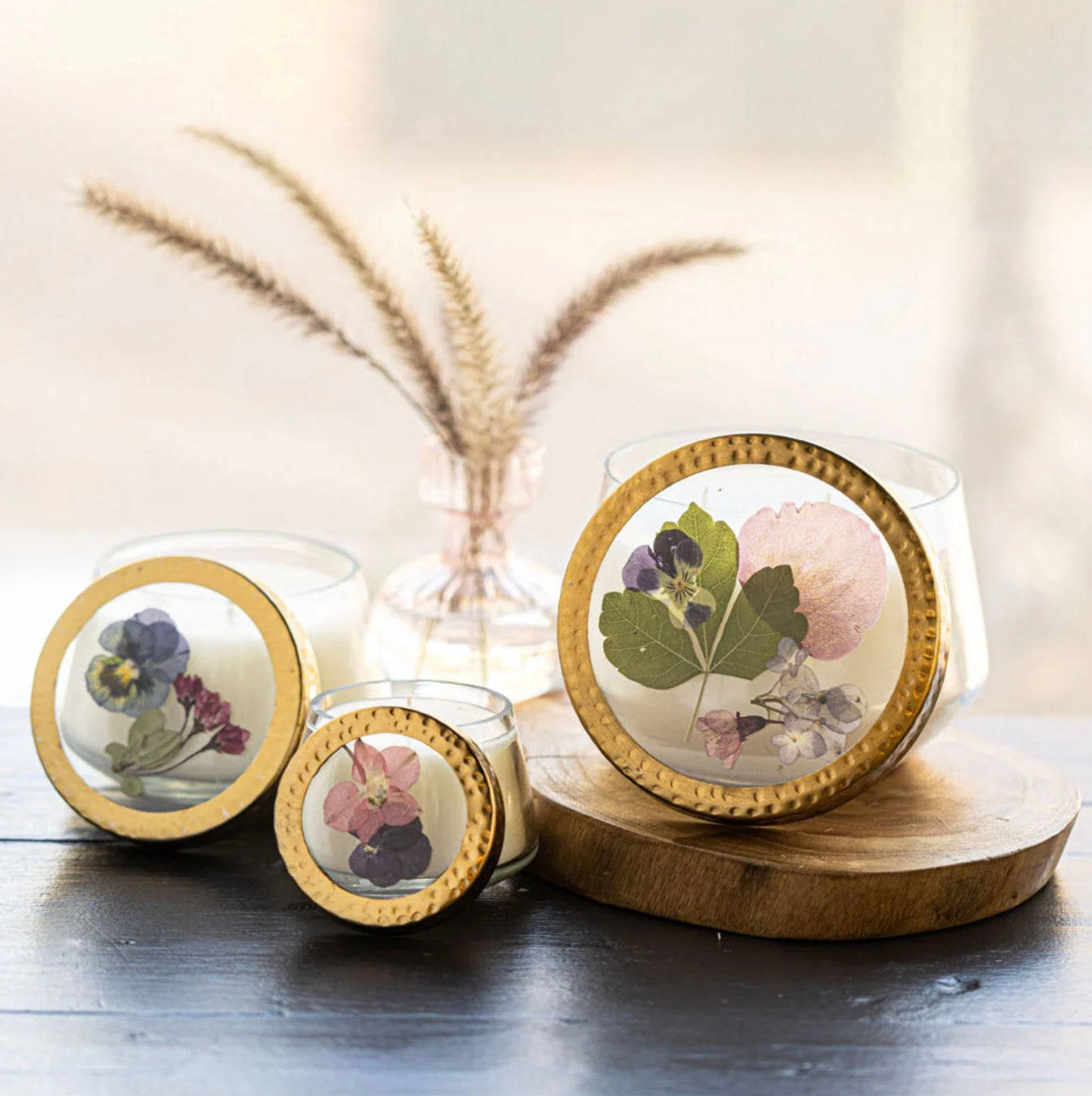 Rosy Rings- Blushing Rosewood Floral Candle