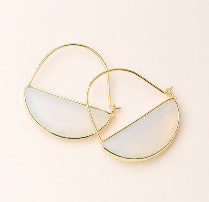 Scout- Stone Prism Hoop Earring- Opalite / Gold