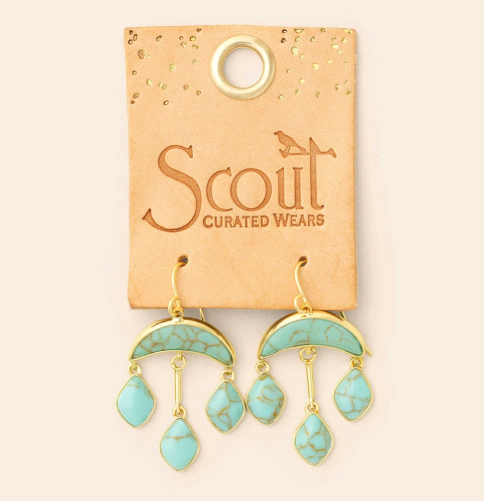 Scout- Stone Crescent Drop Earring- Turquoise/ Gold