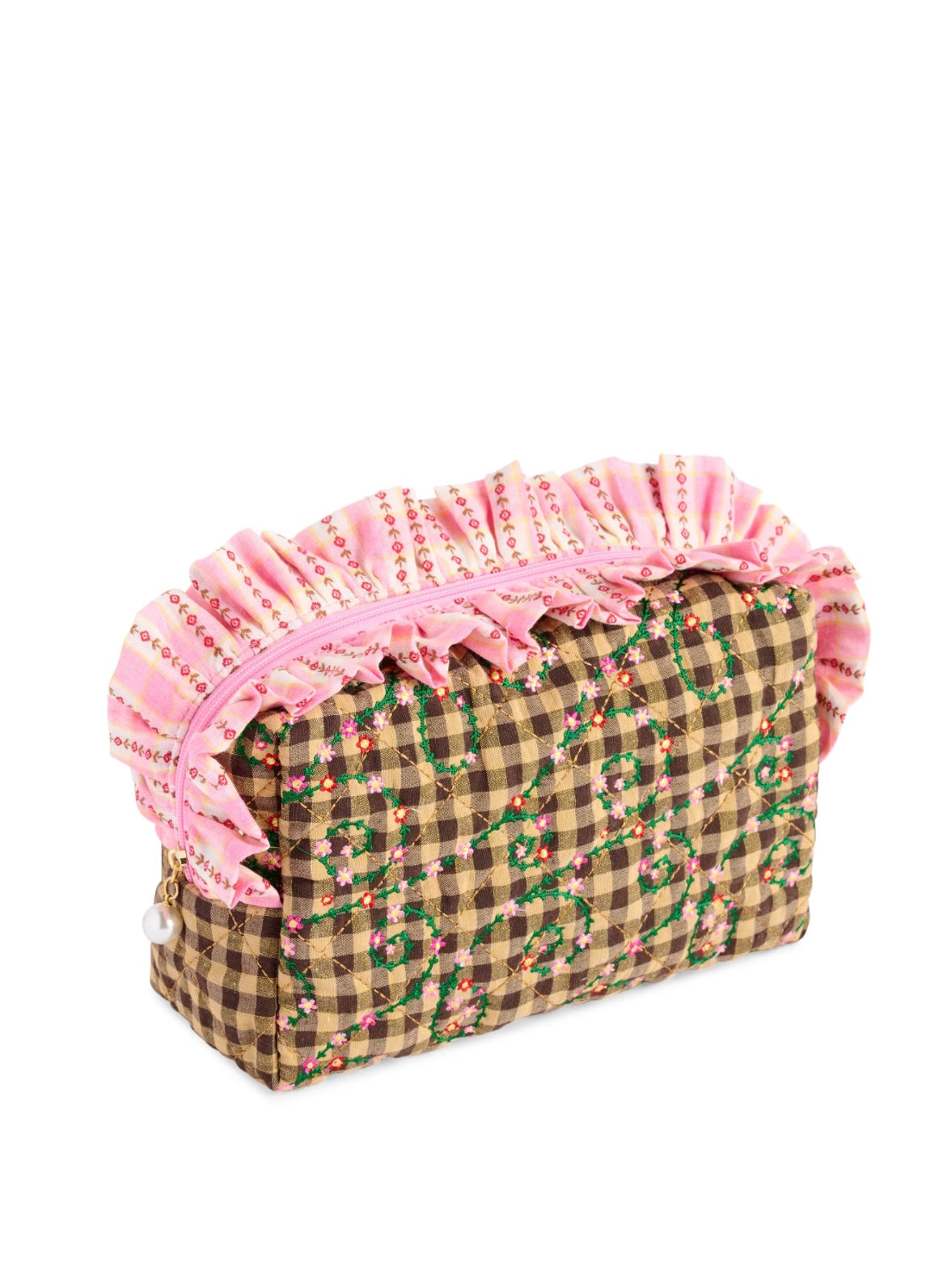 Shiraleah- Sienna Quilted Large Zip Pouch- Brown