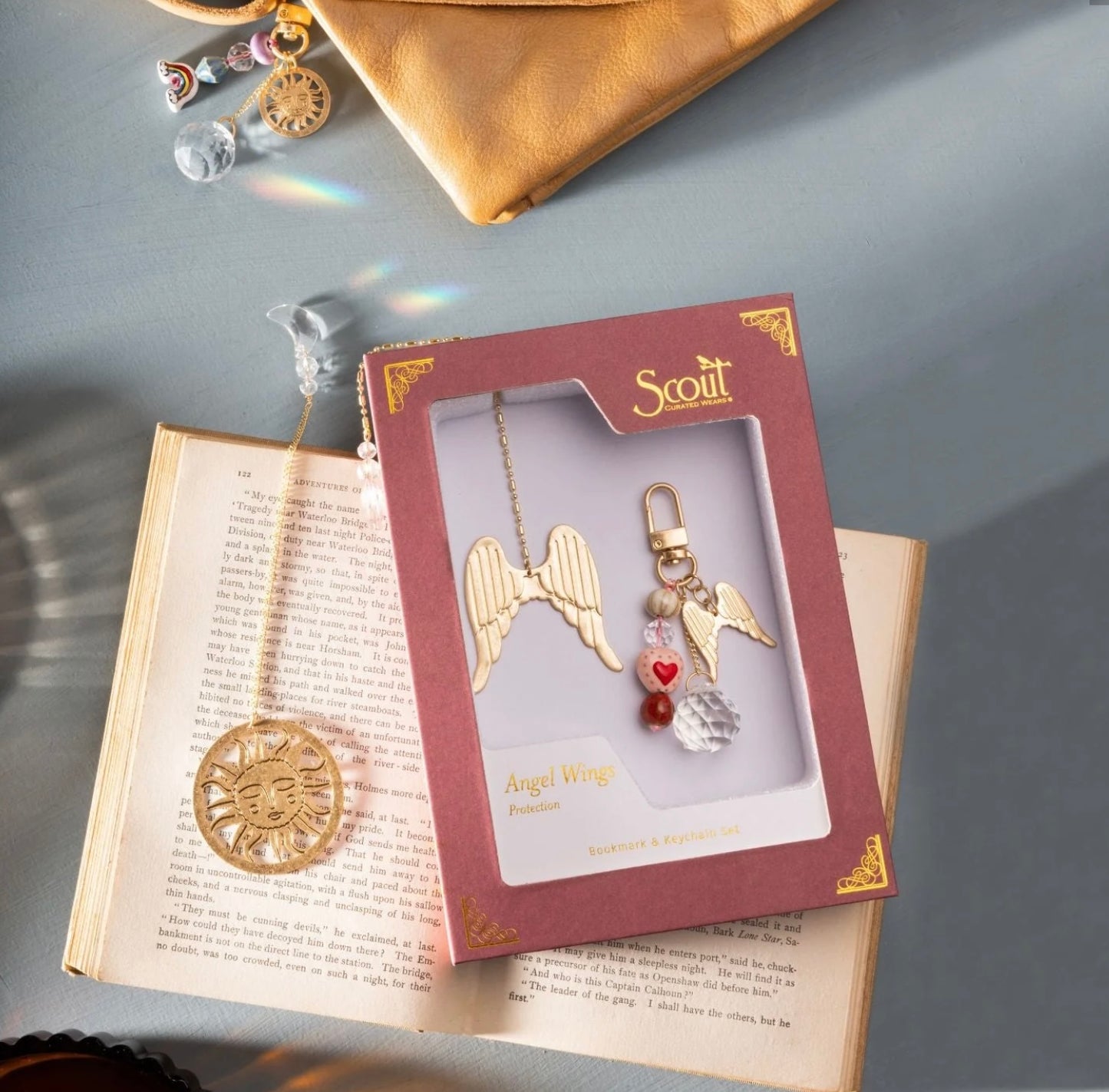 Scout- Bookmark & Keychain Set- Angel Wings / Protection