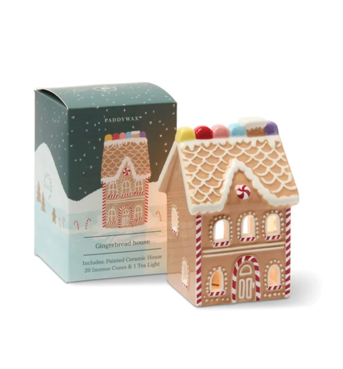 Paddywax- Ceramic Incense & Tea Light Holder- Gingerbread House