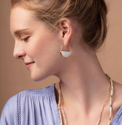 Scout- Stone Prism Hoop Earring- Opalite / Gold
