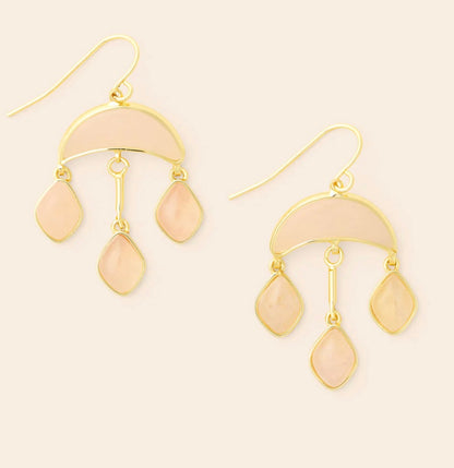 Scout- Stone Crescent Drop Earring- Rose Quartz/ Gold