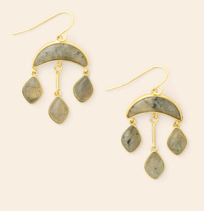 Scout- Stone Crescent Drop Earring- Labradorite/ Gold