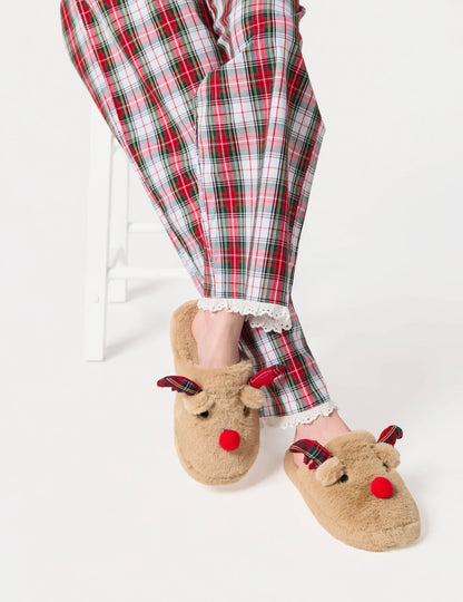 Shiraleah- Reindeer Slippers Brown- S/M