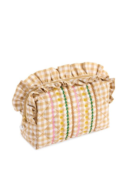 Shiraleah- Sienna Quilted Large Zip Pouch- Beige