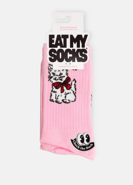 Eat My Socks- Adult Flat Sport Socks- Vintage Cat