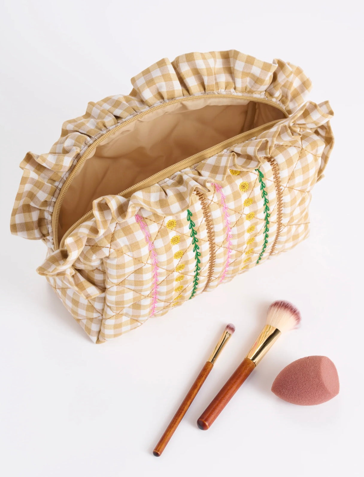 Shiraleah- Sienna Quilted Large Zip Pouch- Beige