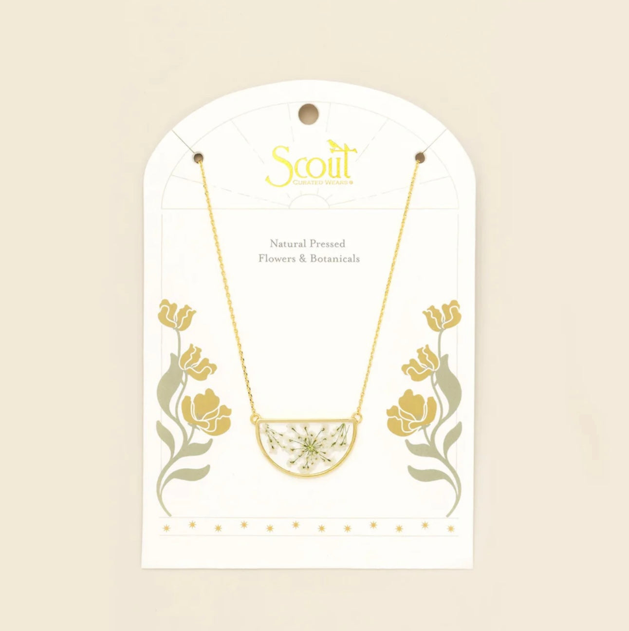 Scout- Pressed Flower Necklace- White Lace