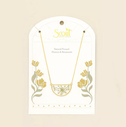 Scout- Pressed Flower Necklace- White Lace