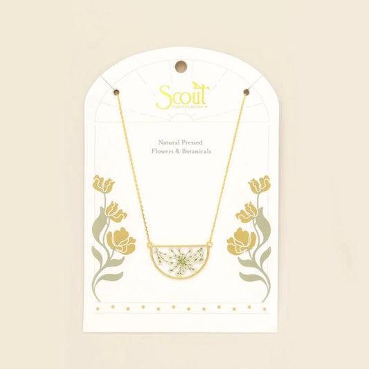 Scout- Pressed Flower Necklace- White Lace