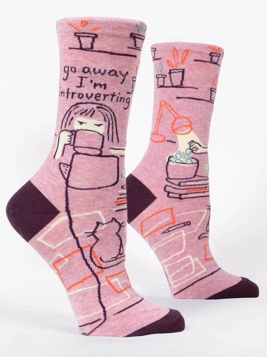 Blue Q - GO AWAY I'M INTROVERTING Crew Socks