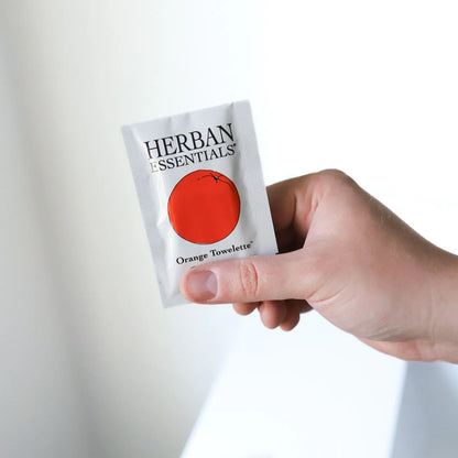 Herban Essentials - Orange Towelettes - 20 Individual Essential Oil Wipes