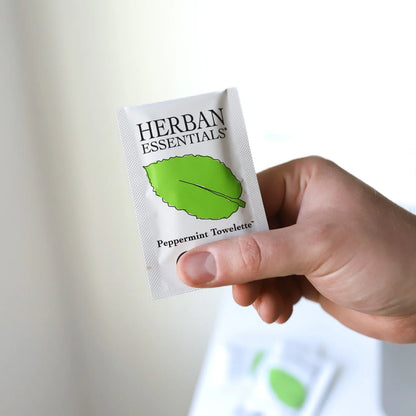 Herban Essentials - Peppermint Towelettes - 20 Individual Essential Oil Wipes
