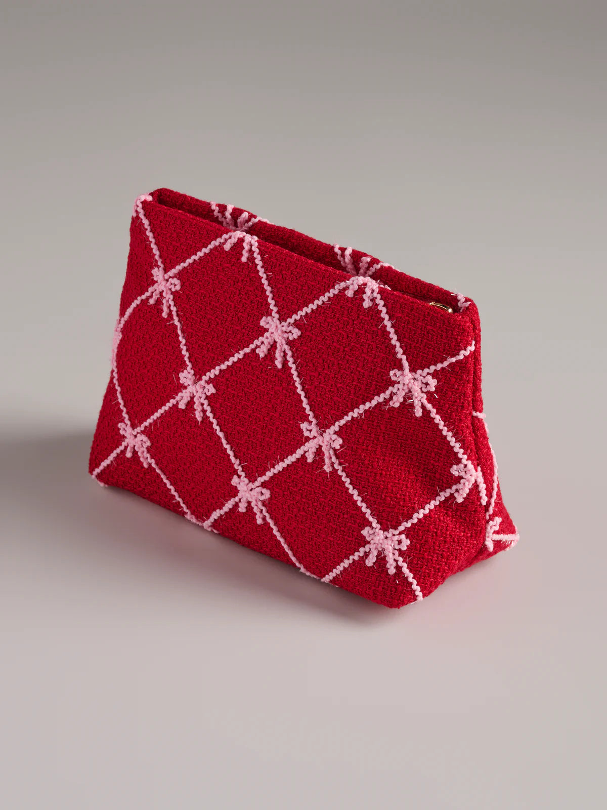 Shiraleah - Tinsel Bow Zip Pouch - Red