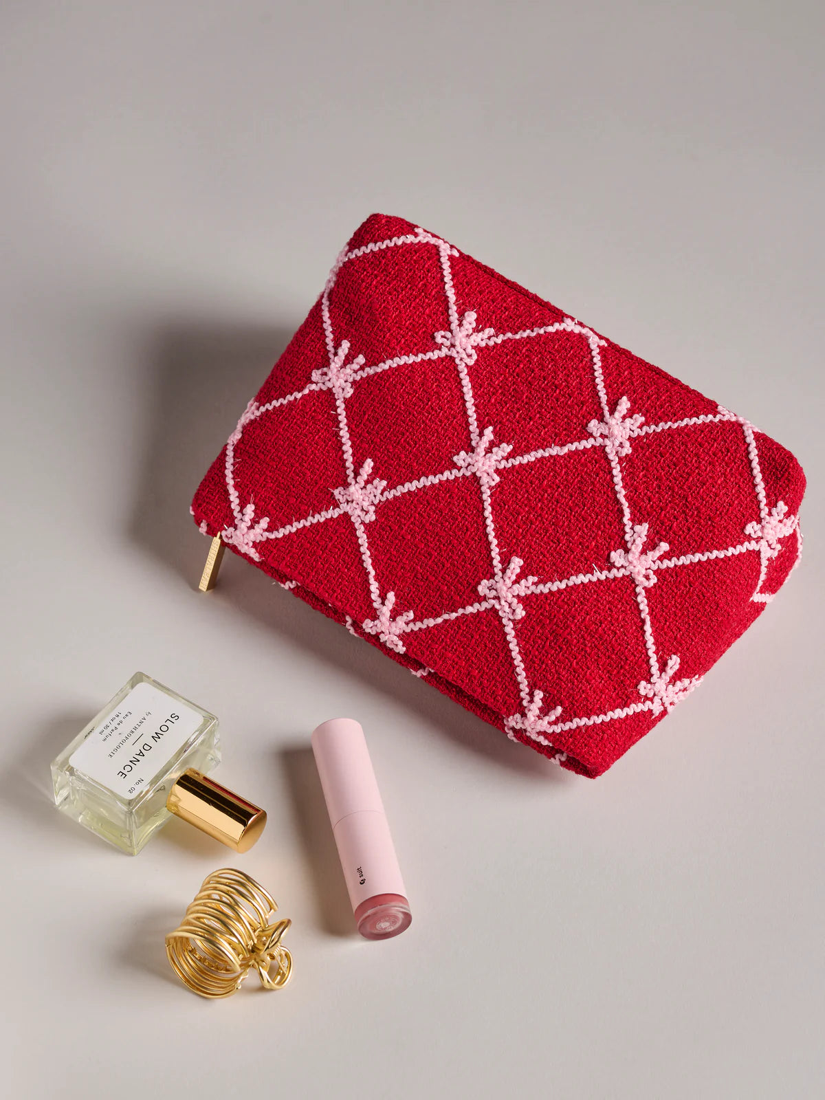 Shiraleah - Tinsel Bow Zip Pouch - Red