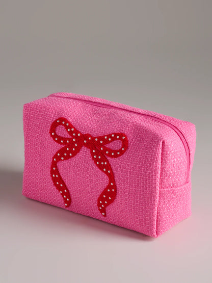 Shiraleah - Mara Large Bow Zip Pouch - Pink