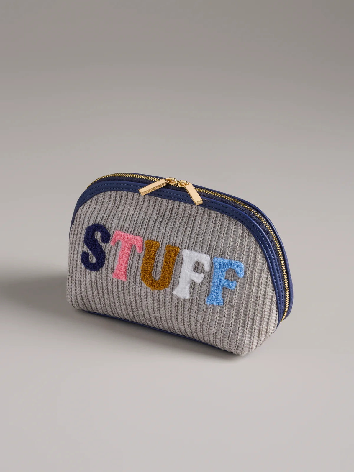 Shiraleah - "STUFF" Knit Zip Pouch - Grey
