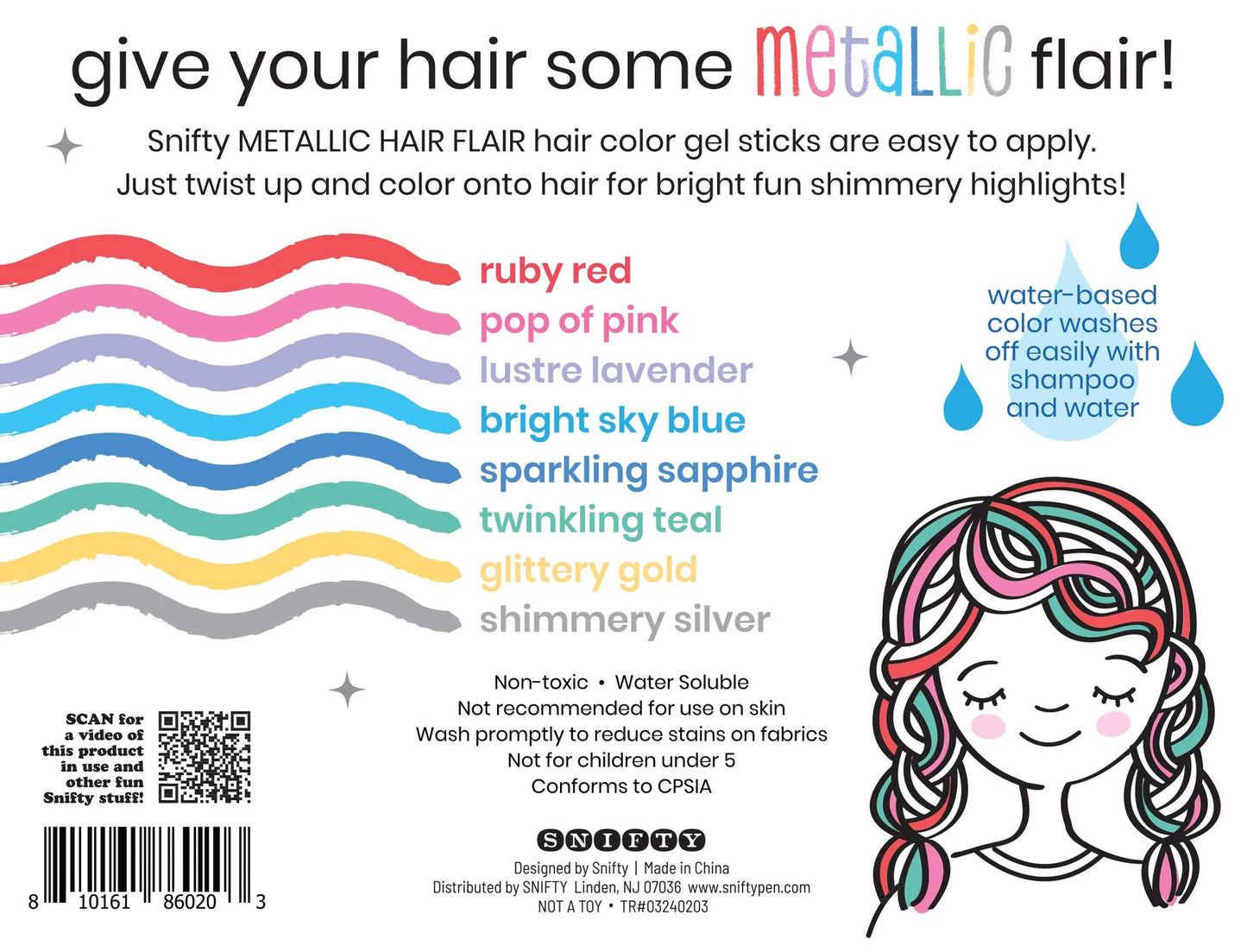 Snifty - Metallic Hair Flair - Shimmery Hair Color Gel Sticks