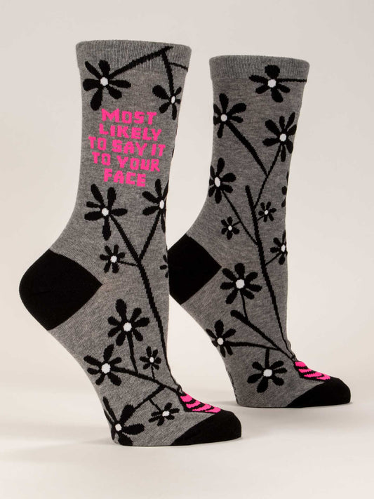 Blue Q - SAY IT TO YOUR FACE Crew Socks