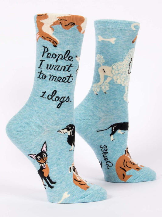 Blue Q - PEOPLE TO MEET: DOGS Crew Socks