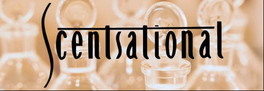 A banner-style graphic with the word 'Scentational' in black script over a warm beige and orange gradient background on the left, and the phrase 'Find Your Scent' in gray script on the right.