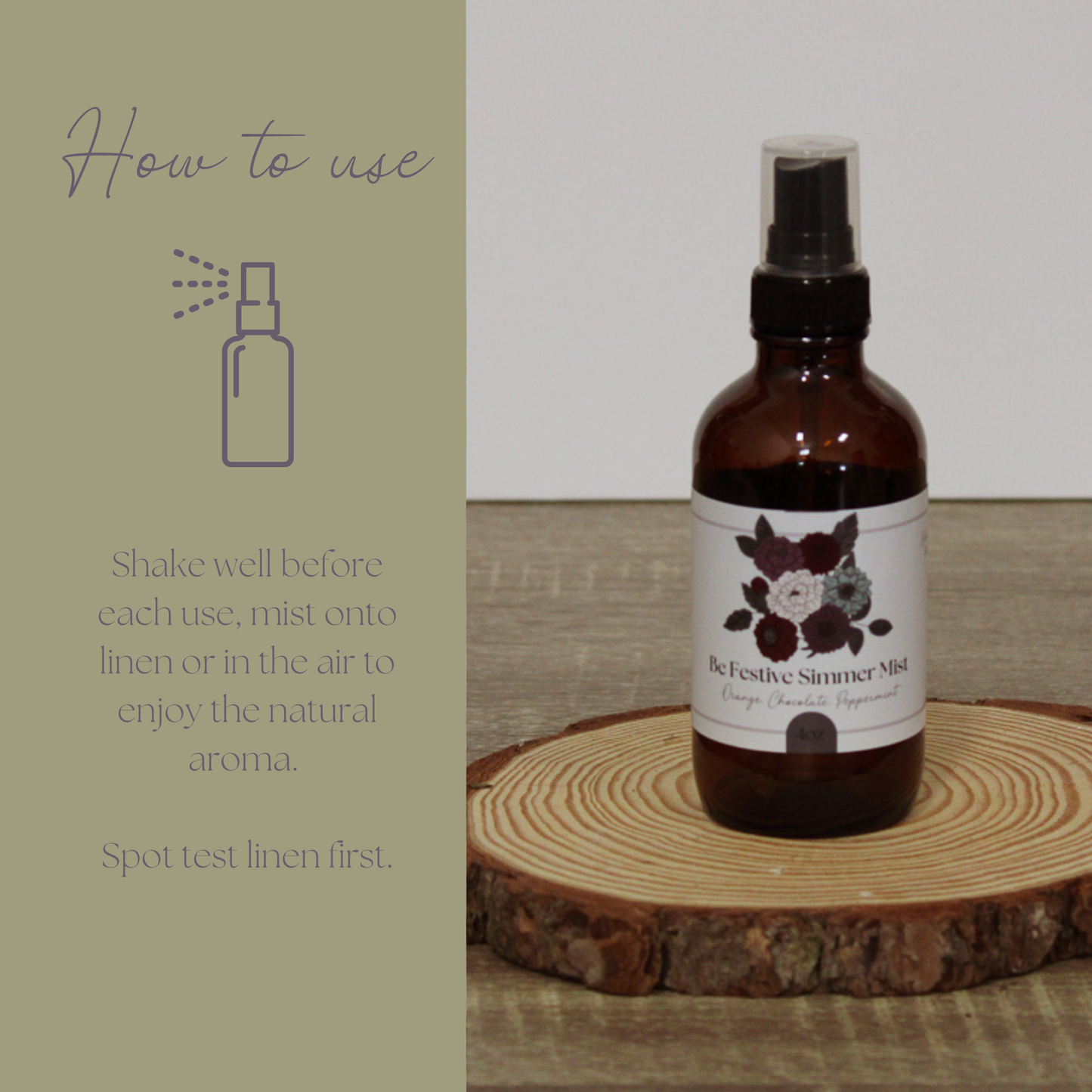 Simmer and Co Natural Aroma - Be Festive Simmer Mist, Natural Peppermint Cocoa Room + Linen Spray