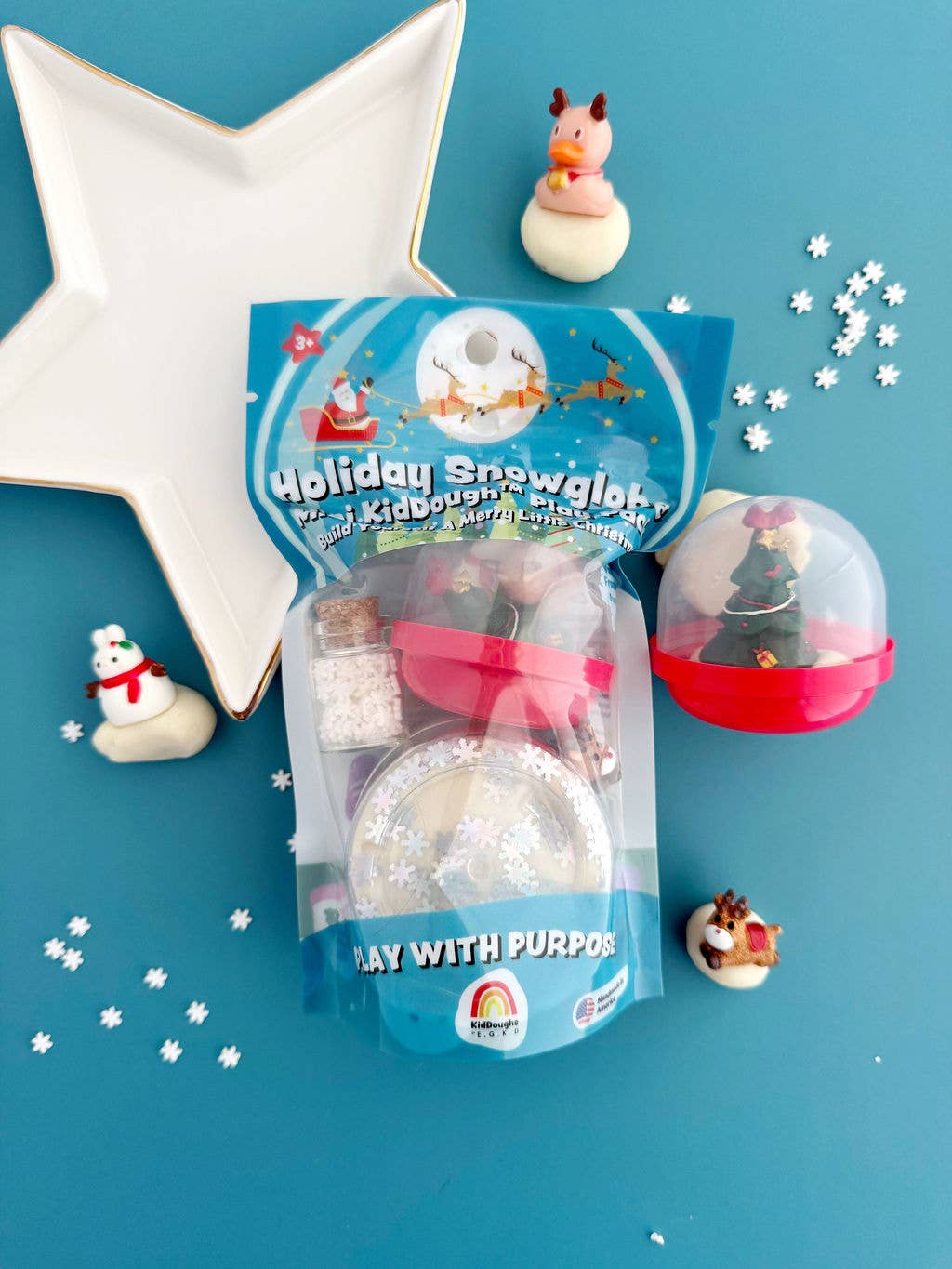 Earth Grown KidDoughs (KidDoughs by EGKD) - Holiday Snowglobe Mini KidDough Play Pack