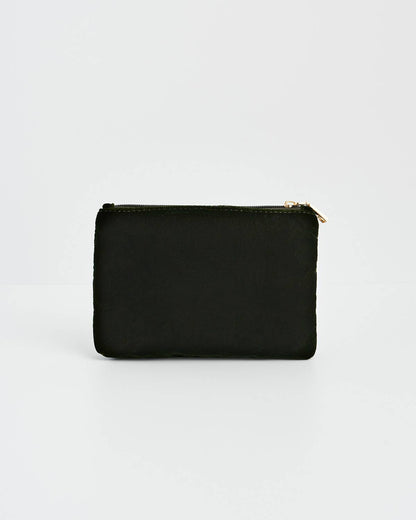 Fable England - Sunflower Green Velvet Embroidered Pouch