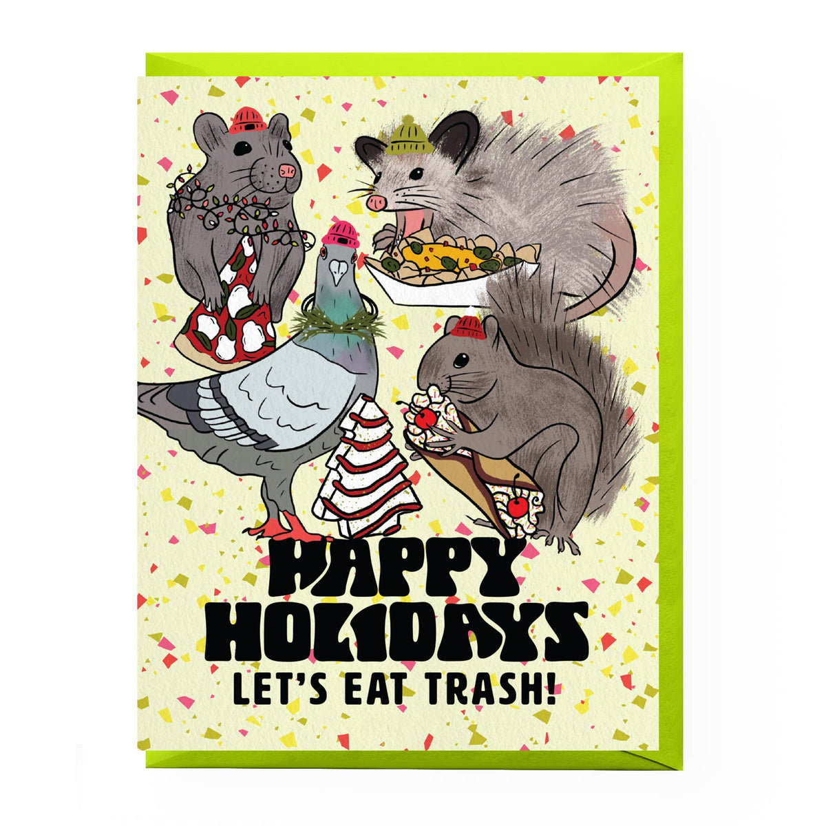 Boss Dotty Paper Co. - Trash Animals Holiday Card: Clear sleeve