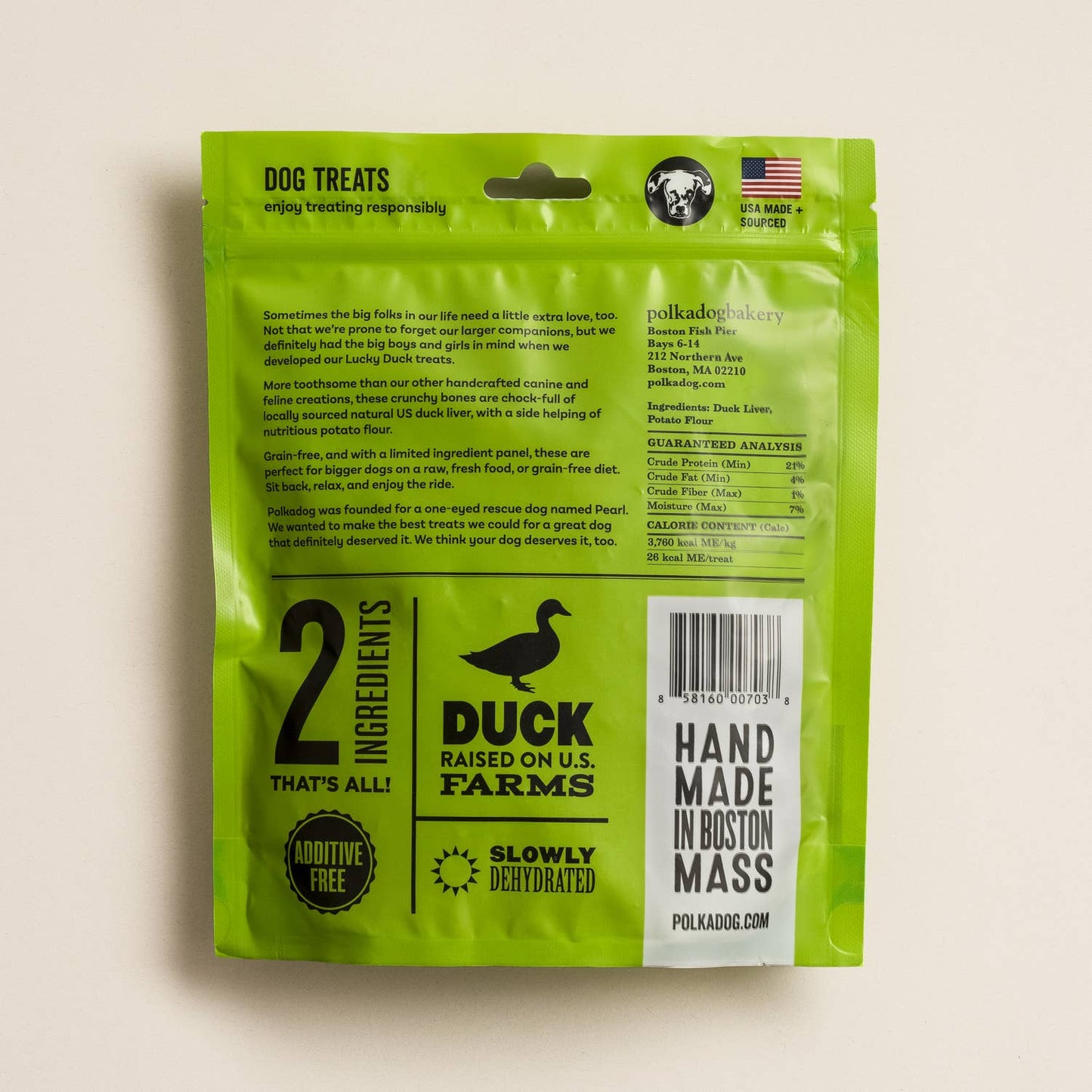 Polkadog - Lucky Duck (Bone Shaped) - 7oz - Dog Treats