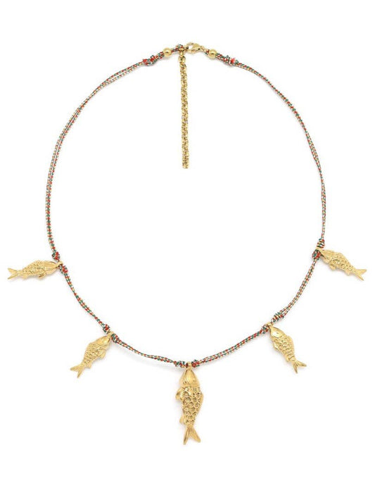 LIZOU - Five Gold Fish Necklace