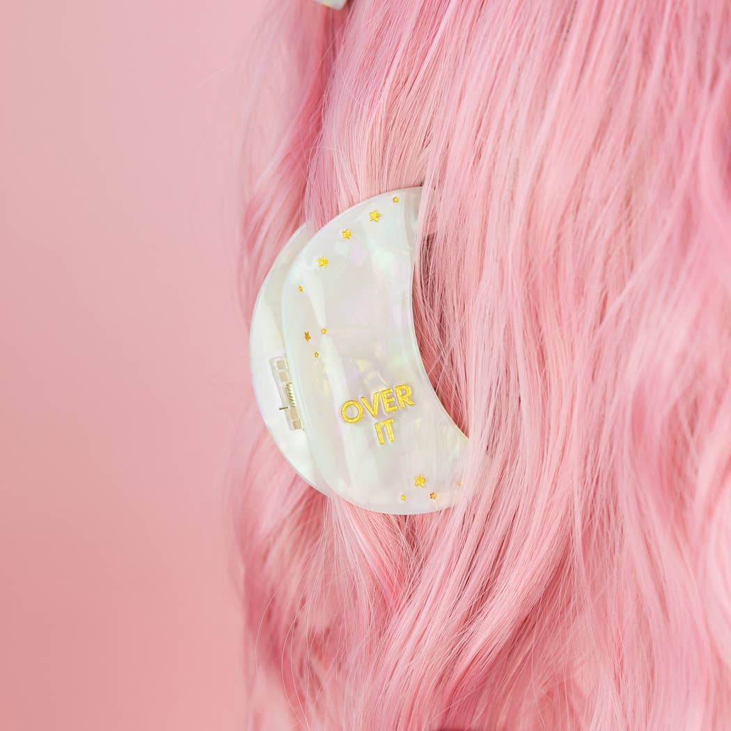 Chez Gagné - Over It - Crescent Moon Acetate Hair Claw Clip, Funny Gift
