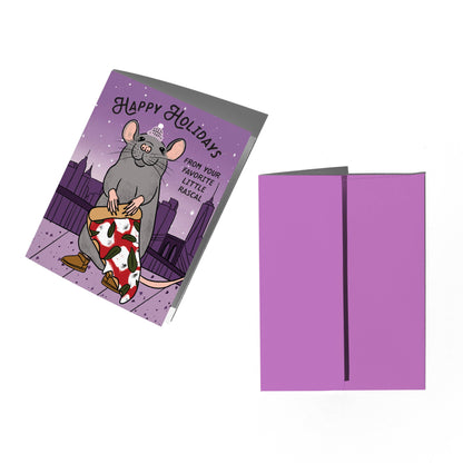 Boss Dotty Paper Co. - Pizza Rat Holiday Card: Clear sleeve