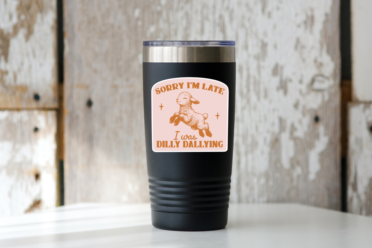 Yarnival - Sorry I'm Late I Was Dilly Dallying Sticker - lamb, cute