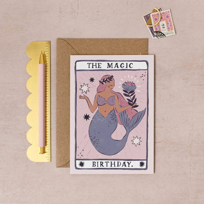 Sister Paper Co. - Mermaid Magic Birthday Card | Tarot Card | Mermaid Cards