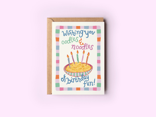 The Shelley Society - Oodles and Noodles of Birthday Fun Pasta Greeting Card