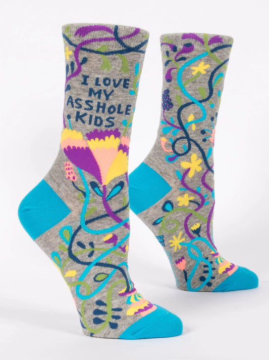 Blue Q - LOVE MY ASSHOLE KIDS Crew Socks
