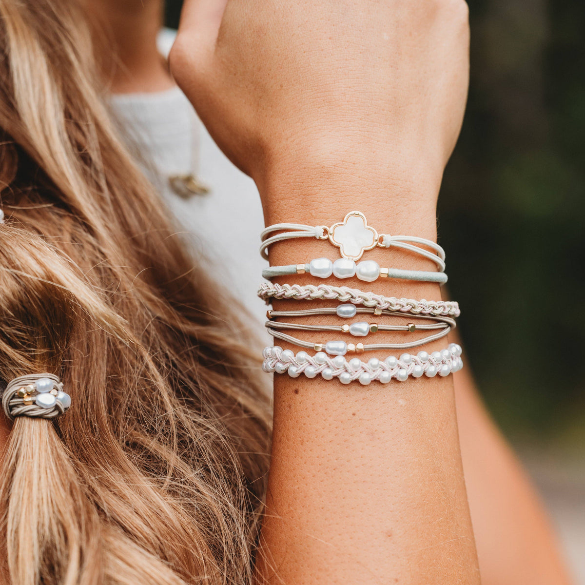 K'lani hair tie bracelets - Glimmer Hair Tie Bracelets: Medium