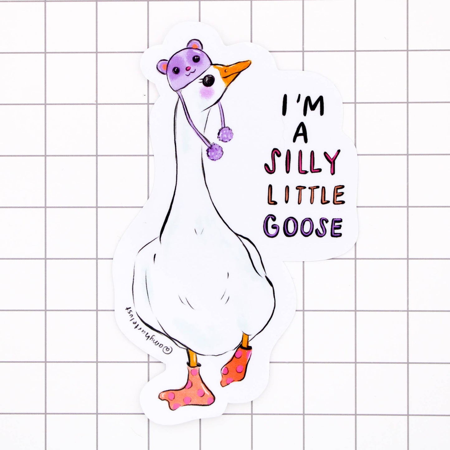 Amy Hartelust Art and Illustration - Silly Little Goose Vinyl Sticker