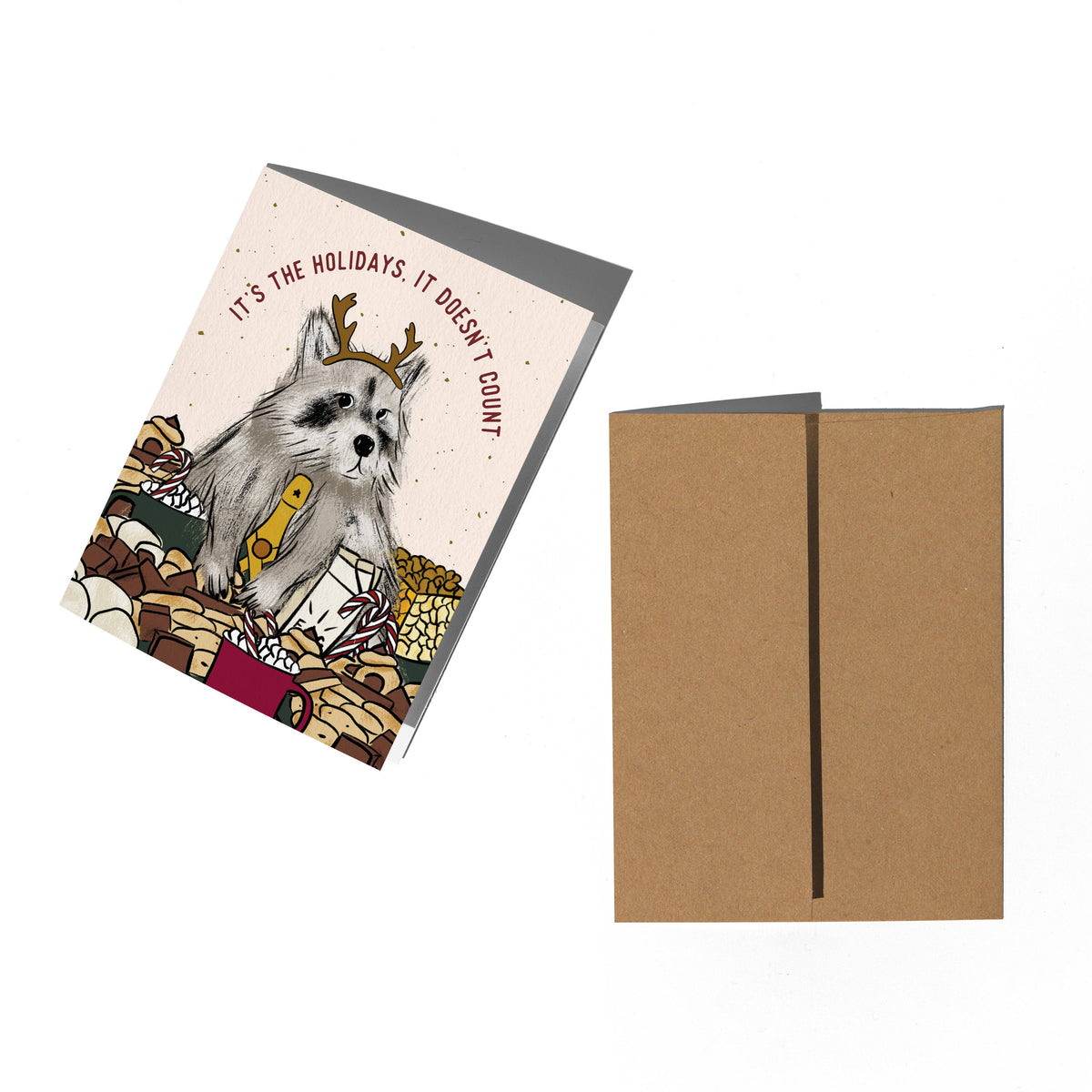 Boss Dotty Paper Co. - Holiday Raccoon Card: Clear sleeve