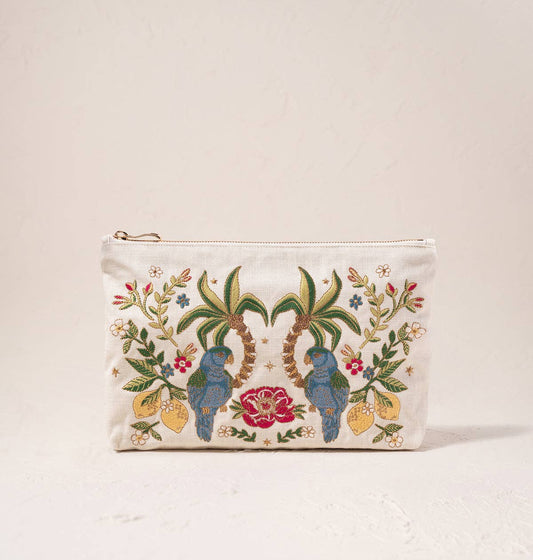 Elizabeth Scarlett- Jungle Paradise Parrot Cream Everyday Pouch