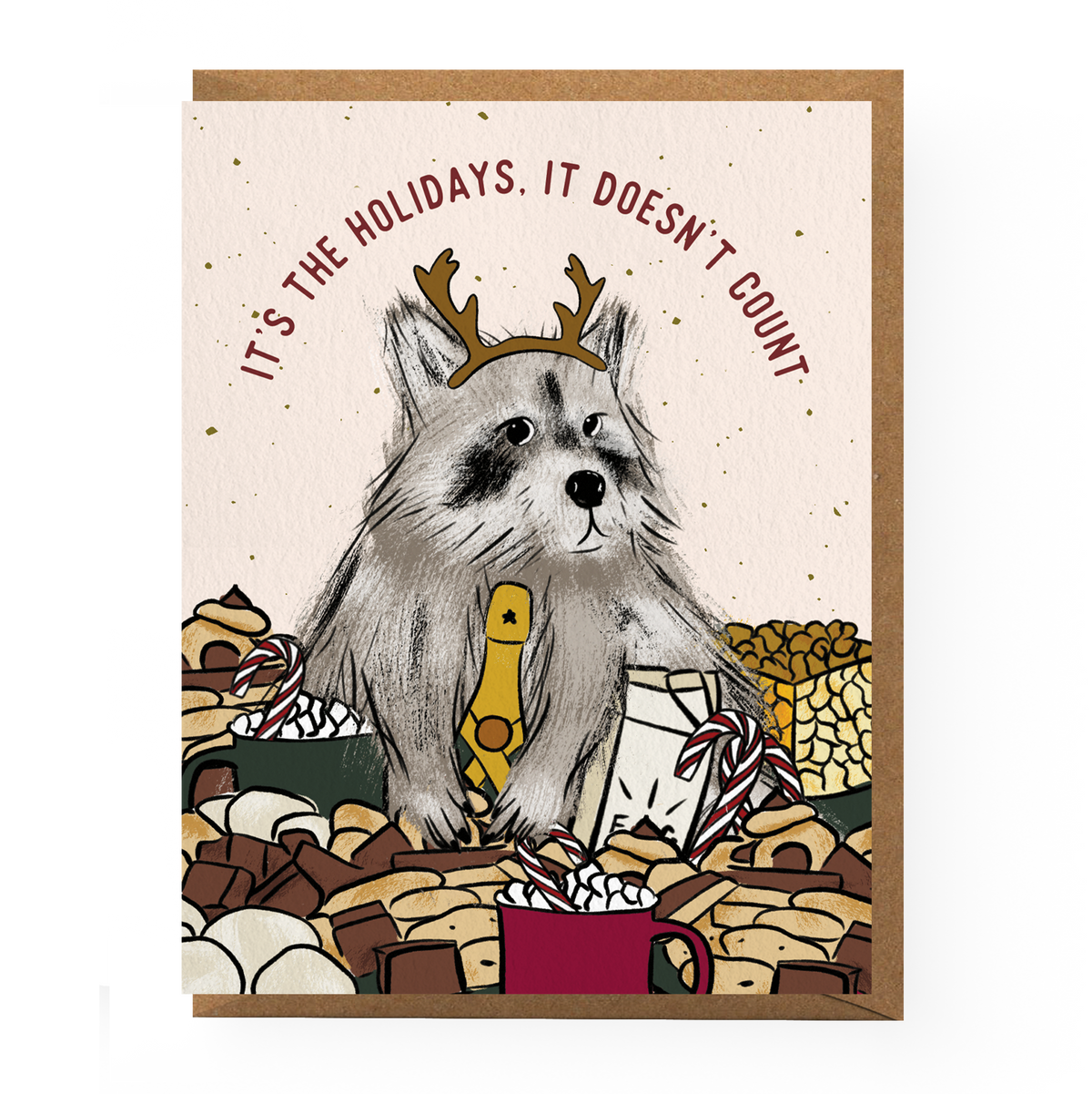 Boss Dotty Paper Co. - Holiday Raccoon Card: Clear sleeve