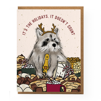 Boss Dotty Paper Co. - Holiday Raccoon Card: Clear sleeve